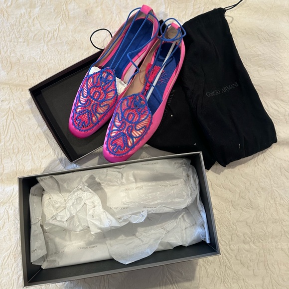 Giorgio Armani Shoes - Giorgio Armani Vibrant Pink and Blue Flats